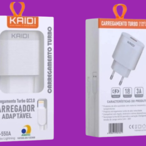 Kit Carregador Turbo Para Iphone Qc3.0 3a Kaidi 18w - Kd-550
